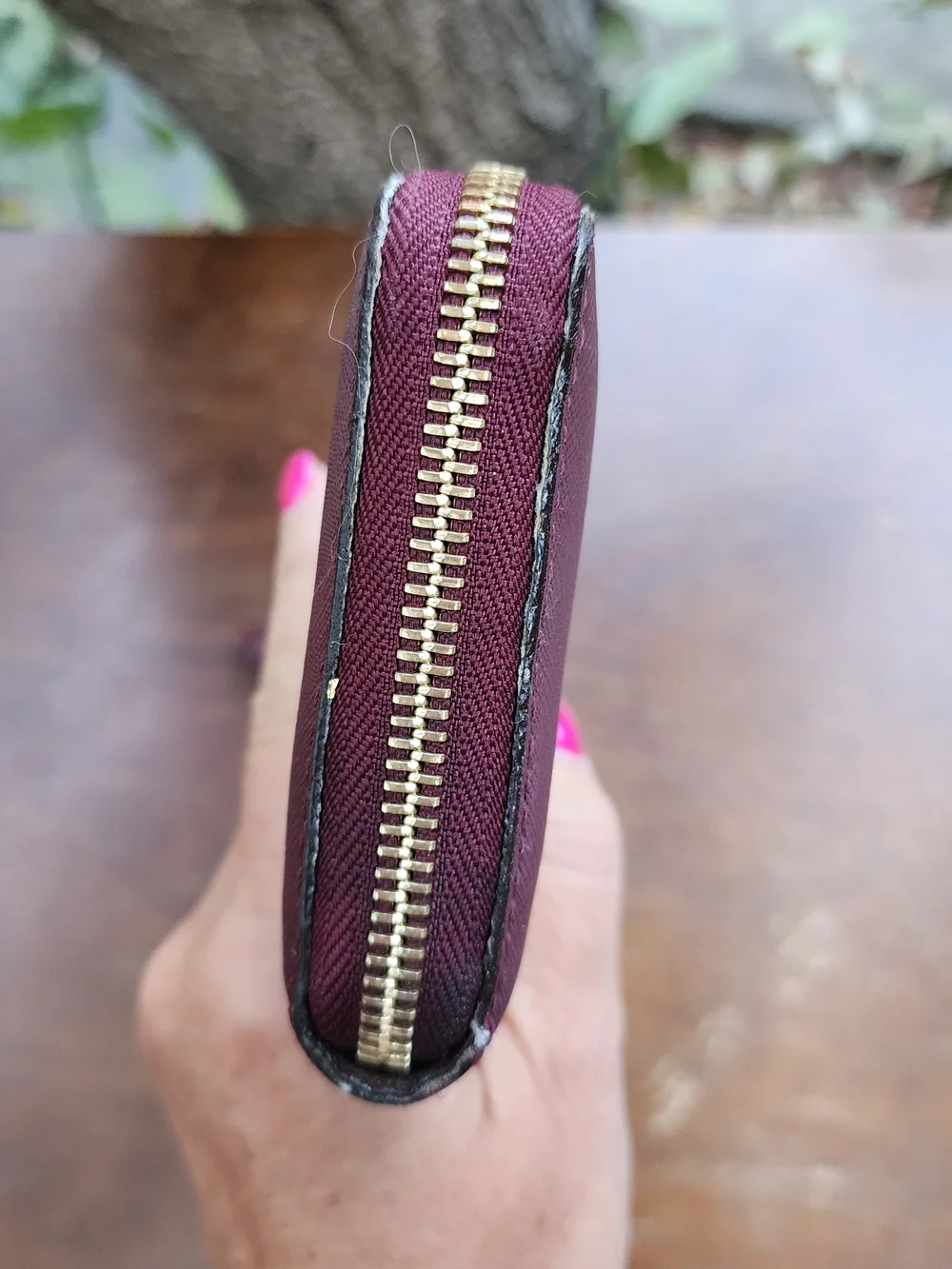 Michael Kors Burgundy Saffiano Leather Zip Around Wristlet Wallet